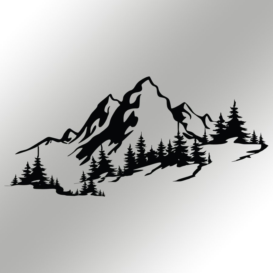 NORDVÄRK Mountain 3 vgdekoration, rektangulr - sort metal (67x30)