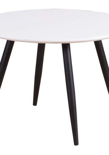 VENTURE DESIGN Plaza brnespisebord, rund - hvid MDF og sort stl (60)