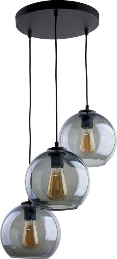 TK Cubus loftlampe, m. 3 skrme - grafit glas og sort metal
