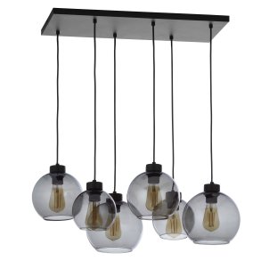 TK Cubus loftlampe, m. 6 skrme - grafit glas og sort metal