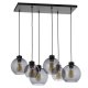 TK Cubus loftlampe, m. 6 skrme - grafit glas og sort metal