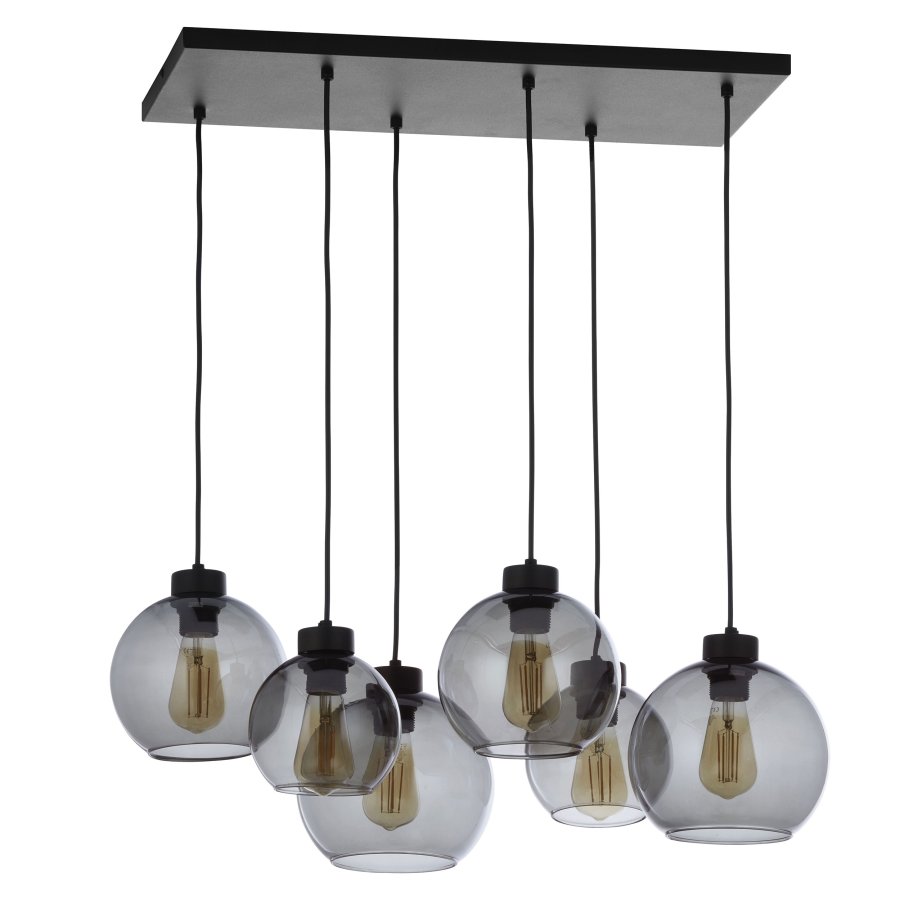 TK Cubus loftlampe, m. 6 skrme - grafit glas og sort metal