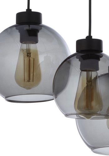 TK Cubus loftlampe, m. 6 skrme - grafit glas og sort metal