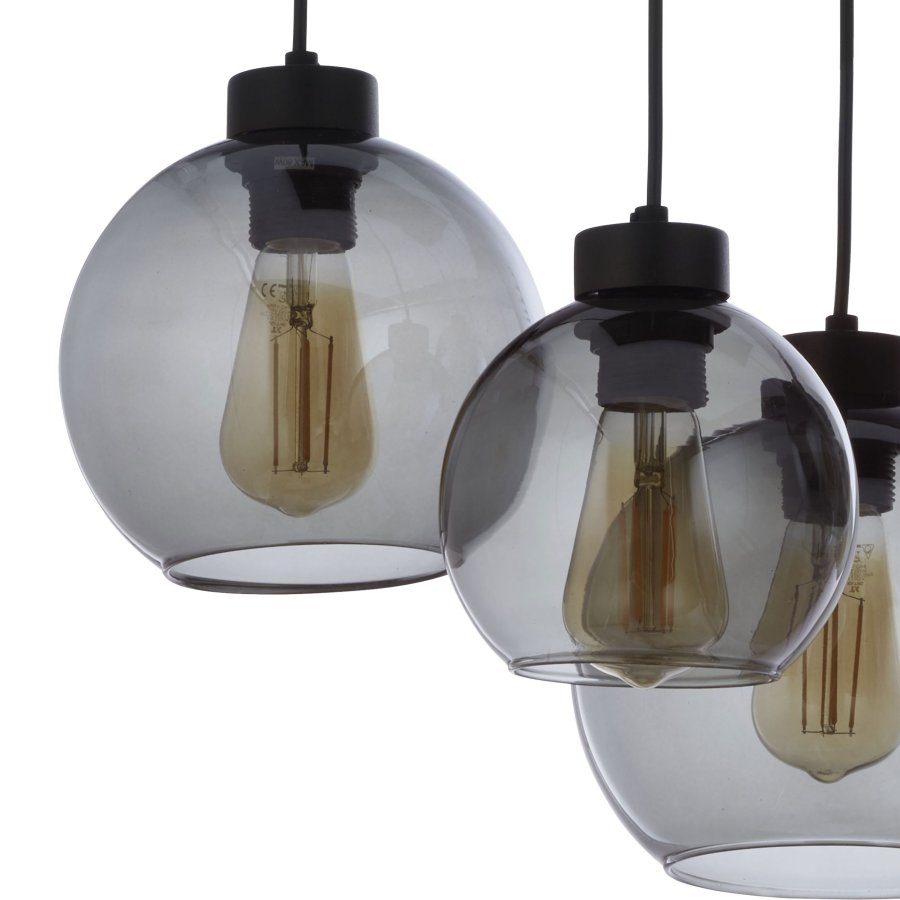 TK Cubus loftlampe, m. 6 skrme - grafit glas og sort metal