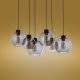 TK Cubus loftlampe, m. 6 skrme - grafit glas og sort metal