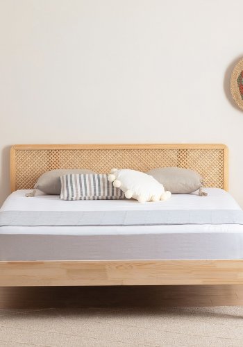 NORDVÄRK Izabelya 100 sengeramme, m. sengegavl og lamelbund - natur grantr og tr (100x200)