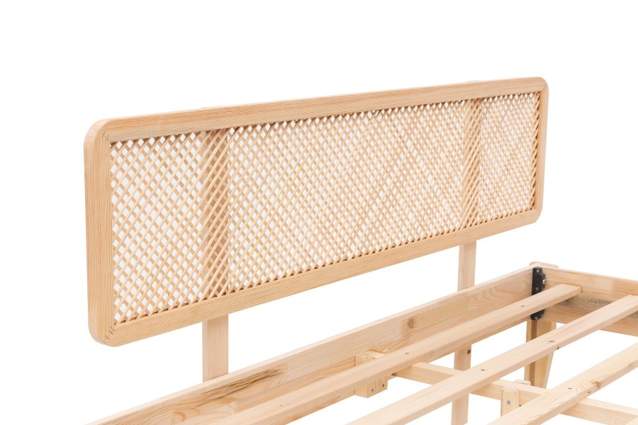 NORDVÄRK Izabelya v2 sengeramme, m. sengegavl og lamelbund - natur grantr og tr (140x200)