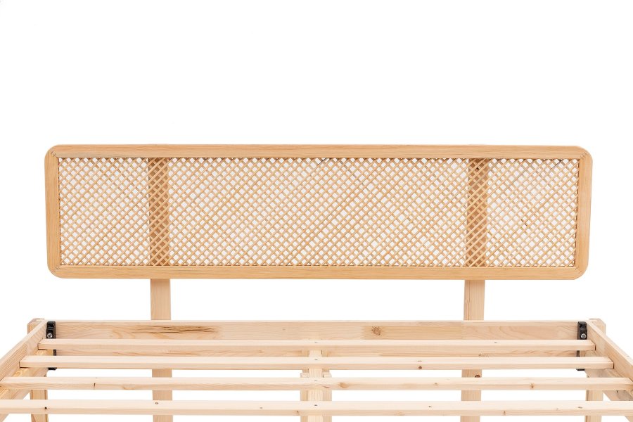 NORDVÄRK Izabelya 180 sengeramme, m. sengegavl og lamelbund - natur grantr og tr (180x200)