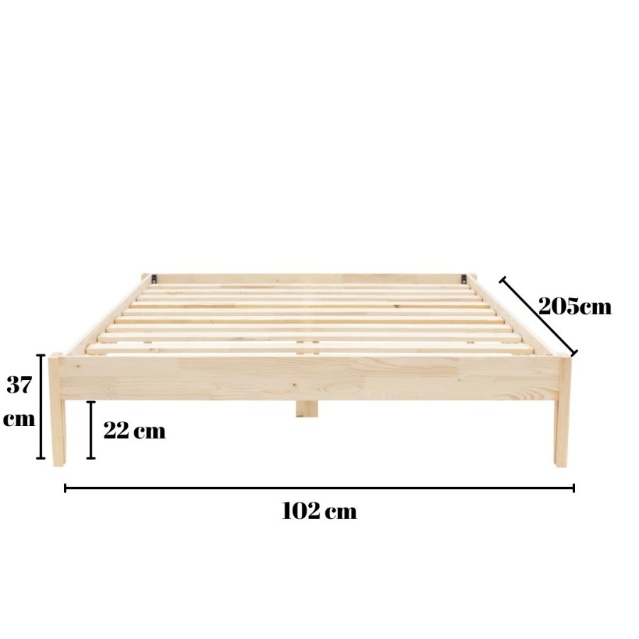 NORDVÄRK Galaksi 200 sengeramme, m. lamelbund - natur grantr og fyrretr (90x200)