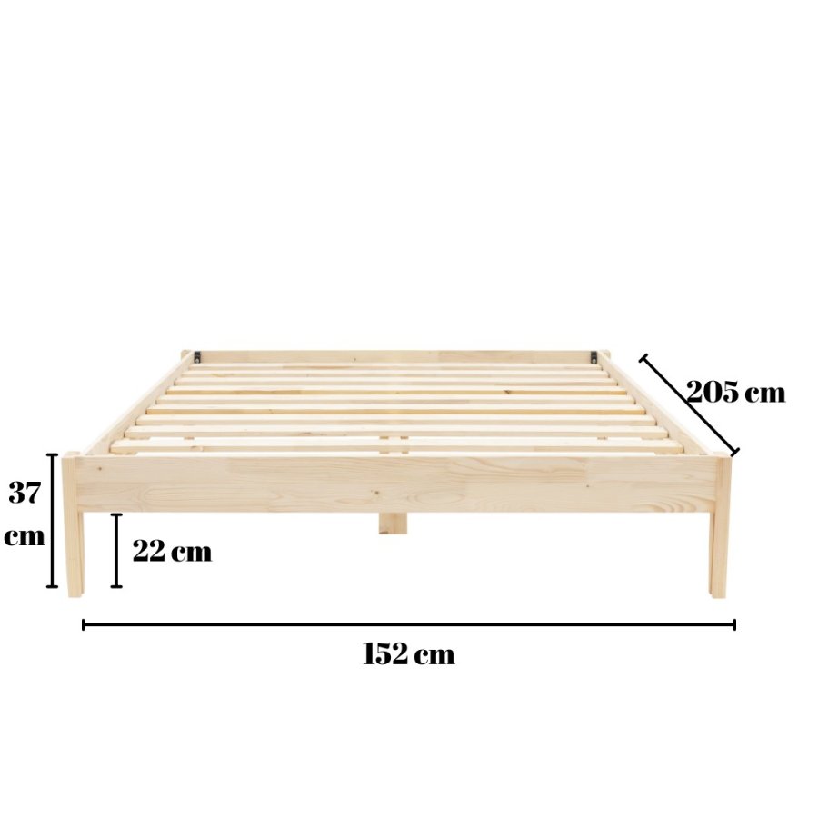 NORDVÄRK Galaksi v2 sengeramme, m. lamelbund - natur grantr og fyrretr (140x200)