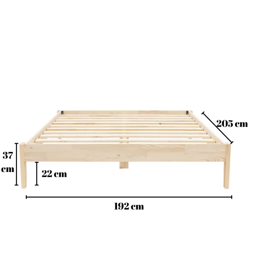 NORDVÄRK Galaksi 180 sengeramme, m. lamelbund - natur grantr og fyrretr (180x200)