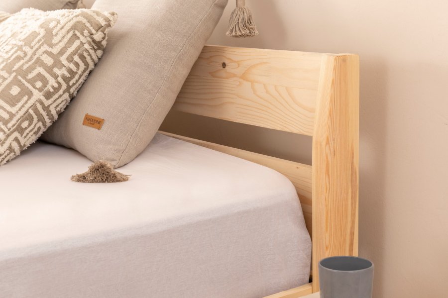 NORDVÄRK Venus 200 sengeramme, m. sengegavl og lamelbund - natur grantr og fyrretr (90x200)