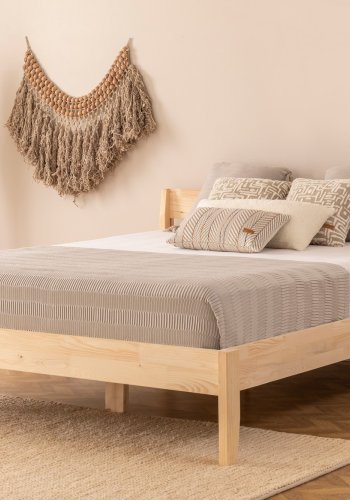 NORDVÄRK Venus 100 sengeramme, m. sengegavl og lamelbund - natur grantr og fyrretr (100x200)