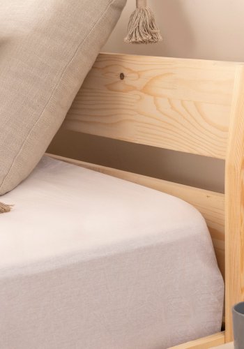 NORDVÄRK Venus 100 sengeramme, m. sengegavl og lamelbund - natur grantr og fyrretr (100x200)