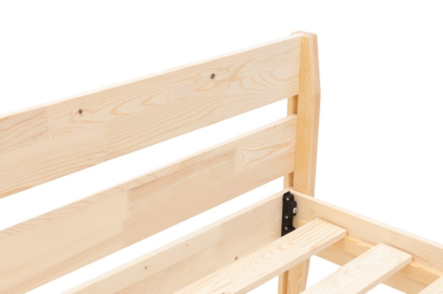 NORDVÄRK Venus v2 sengeramme, m. sengegavl og lamelbund - natur grantr og fyrretr (140x200)