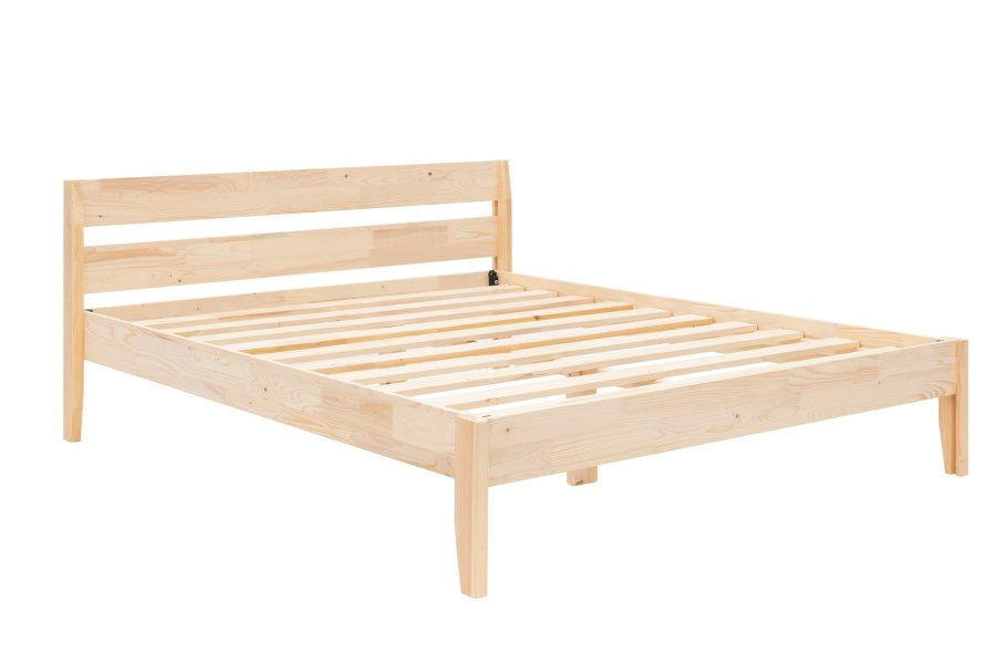 NORDVÄRK Venus 180 sengeramme, m. sengegavl og lamelbund - natur grantr og fyrretr (180x200)