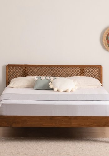 NORDVÄRK Izabelya 100 sengeramme, m. sengegavl og lamelbund - valndfarvet grantr og tr (100x200)