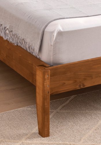 NORDVÄRK Izabelya 100 sengeramme, m. sengegavl og lamelbund - valndfarvet grantr og tr (100x200)