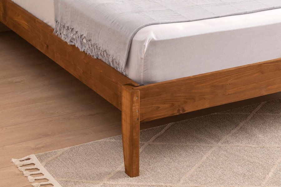 NORDVÄRK Izabelya v2 sengeramme, m. sengegavl og lamelbund - valndfarvet grantr og tr (140x200)