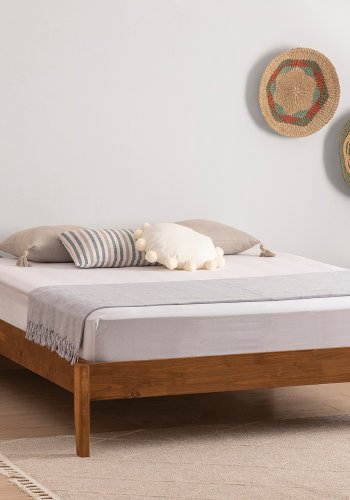 NORDVÄRK Galaksi 200 sengeramme, m. lamelbund - valnddefarvet grantr og fyrretr (90x200)