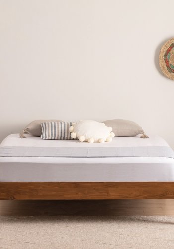 NORDVÄRK Galaksi v2 sengeramme, m. lamelbund - valnddefarvet grantr og fyrretr (140x200)