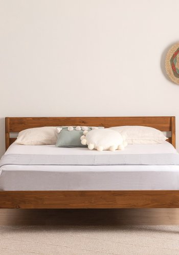 NORDVÄRK Venus v2 sengeramme, m. sengegavl og lamelbund - valndfarvet grantr/fyrretr (140x200)