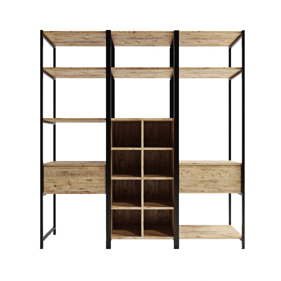 NORDVÄRK Trend garderobeskab, m. 1 bjlestang, hylder - natur melamin og metal