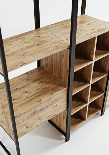 NORDVÄRK Trend garderobeskab, m. 1 bjlestang, hylder - natur melamin og metal