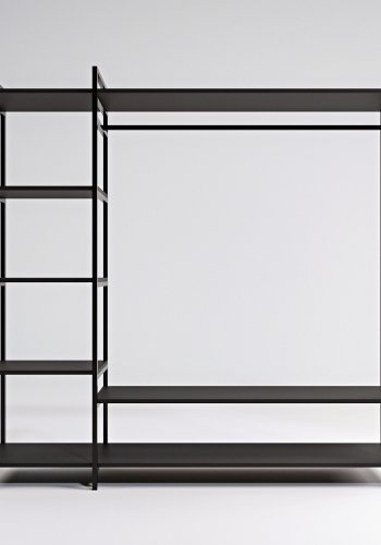 NORDVÄRK Pamir garderobeskab, m. 1 bjlestang, 5 hylder - sort melamin og metal