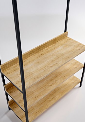 NORDVÄRK Trend garderobeskab, m. 1 bjlestang, 3 hylder - natur melamin og metal