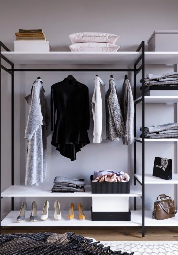 NORDVÄRK Trend garderobeskab, m. 1 bjlestang, 5 hylder - hvid melamin og metal