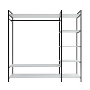NORDVÄRK Trend garderobeskab, m. 1 bjlestang, 5 hylder - hvid melamin og metal