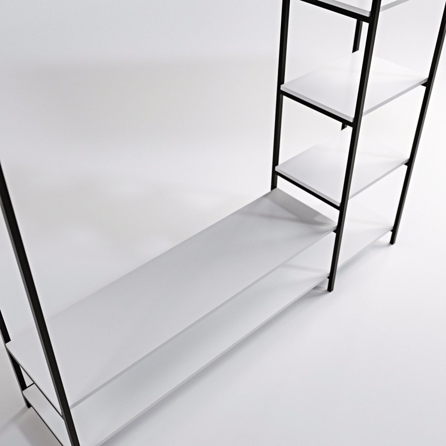 NORDVÄRK Trend garderobeskab, m. 1 bjlestang, 5 hylder - hvid melamin og metal