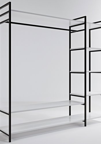 NORDVÄRK Trend garderobeskab, m. 1 bjlestang, 5 hylder - hvid melamin og metal