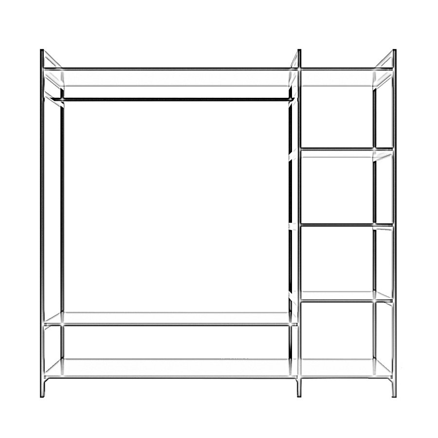 NORDVÄRK Trend garderobeskab, m. 1 bjlestang, 5 hylder - hvid melamin og metal