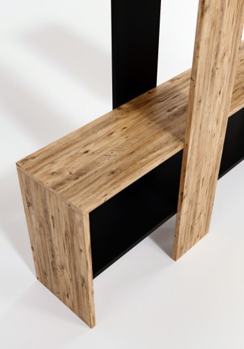 FUNZI LIVING Aynal entrést, m. spejl, bjlestang, hylde - natur melamin