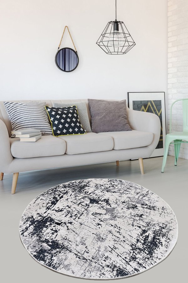 TEPPI Kenzo gulvtppe, m. mnster, rund - multifarvet polyester (200)