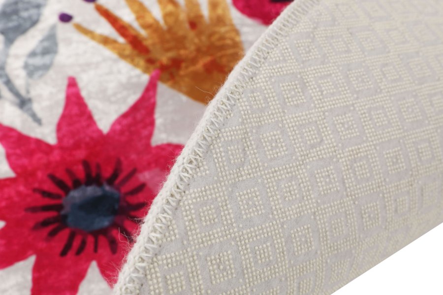 TEPPI Drenaj gulvtppe, m. mnster, rund - multifarvet polyester (140)