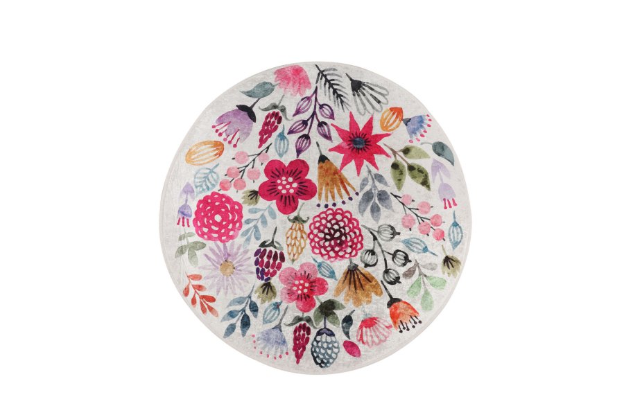 TEPPI Drenaj gulvtppe, m. mnster, rund - multifarvet polyester (140)