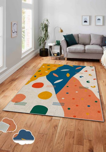 TEPPI ASR gulvtppe, m. mnster, rektangulr - multifarvet polyester (160x230)