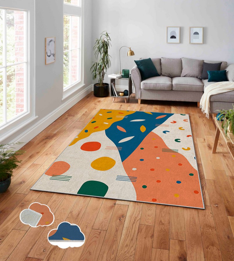 TEPPI ASR gulvtppe, m. mnster, rektangulr - multifarvet polyester (160x230)