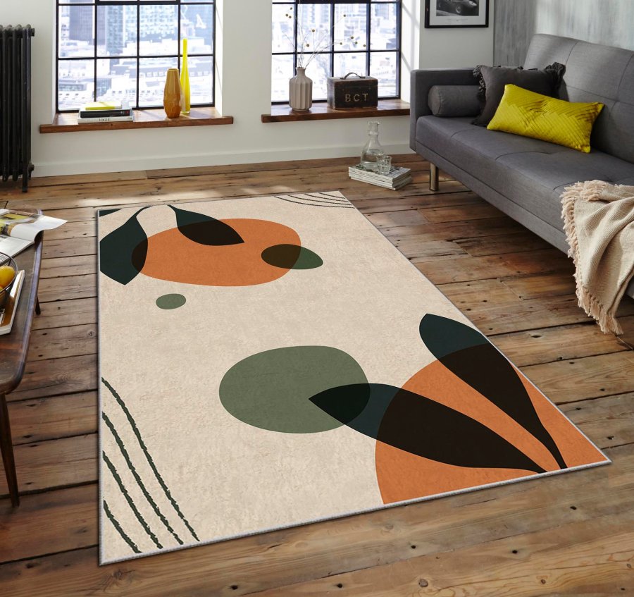 TEPPI ASR gulvtppe, m. mnster, rektangulr - multifarvet polyester (160x230)