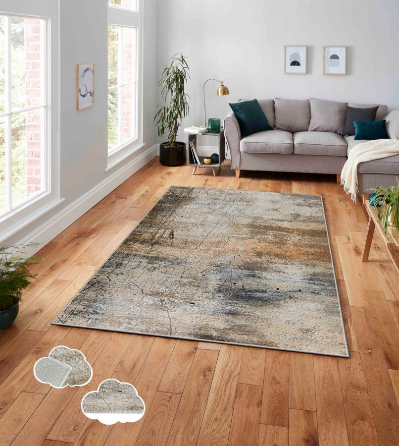 TEPPI ASR gulvtppe, m. mnster, rektangulr - multifarvet polyester (140x220)