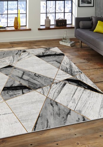 TEPPI ASR gulvtppe, m. mnster, rektangulr - multifarvet polyester (120 x 180)