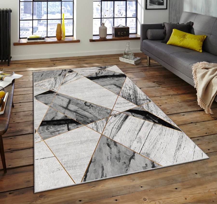 TEPPI ASR gulvtppe, m. mnster, rektangulr - multifarvet polyester (160x230)