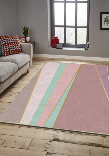 TEPPI ASR gulvtppe, m. mnster, rektangulr - multifarvet polyester (120x180)