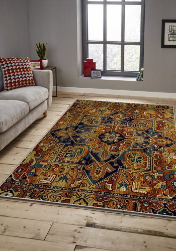 TEPPI ASR gulvtppe, m. mnster, rektangulr - multifarvet polyester (160x230)