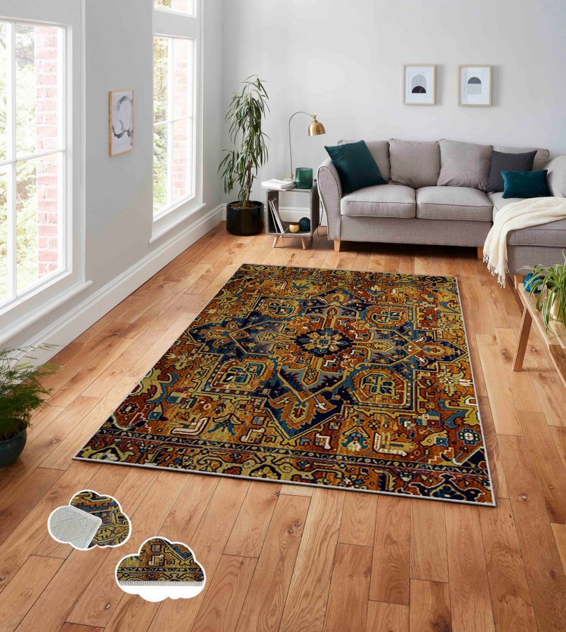 TEPPI ASR gulvtppe, m. mnster, rektangulr - multifarvet polyester (160x230)