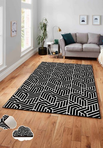 TEPPI ASR gulvtppe, m. mnster, rektangulr - multifarvet polyester (160x230)