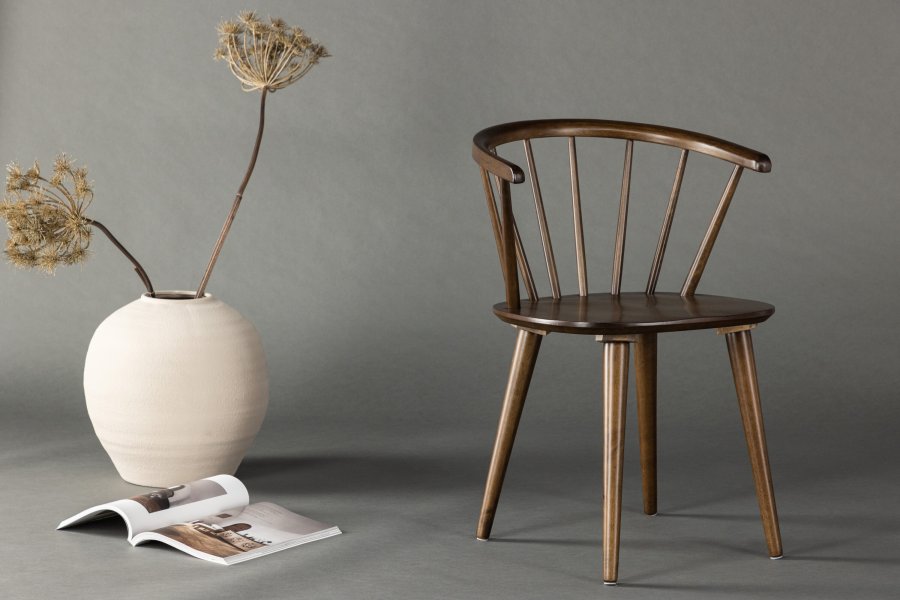 VENTURE DESIGN Bobby spisebordsstol, m. armln - mocca gummitr